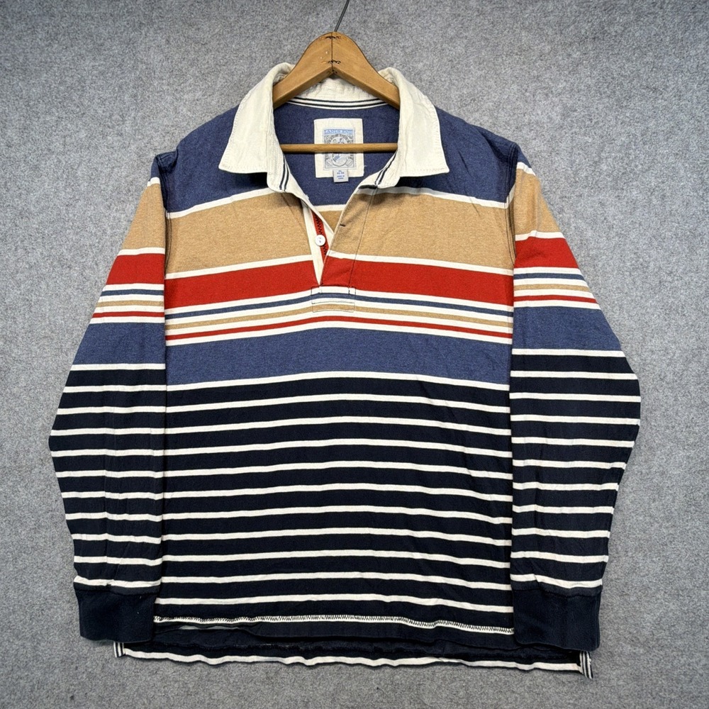 Lands End Rugby Shirt Mens XL Long Sleeve Heavy Cotton Y2K Preppy